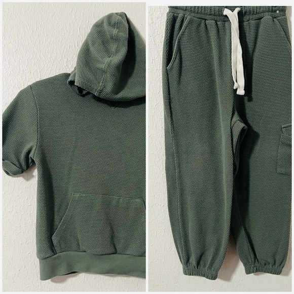 Cotton On Boys Kids Size 5 Comfy Green Hoodie and Jogger Set Everyday Casual EUC - Picture 1 of 13